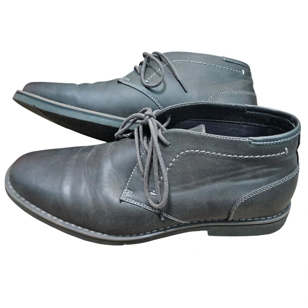Sonoma Goods for Life Mens Charcoal Grey Chukka Boots Contrast Stitch Round Toe